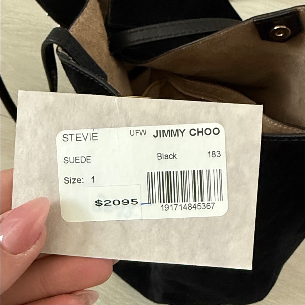 Jimmy Choo Stevie Black Suede Tote with Gold Stud Detailing - Picture 7 of 8